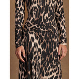 Ro&Zo Leopard Print Waist Detail Maxi Dress in Brown