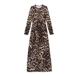Ro&Zo Leopard Print Waist Detail Maxi Dress in Brown