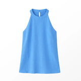 Ro&Zo Linen Blend Halter Top In Blue