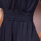 Ro&Zo Navy Elasticated Waist Detail Dress In Navy