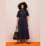Ro&Zo Navy Elasticated Waist Detail Dress In Navy