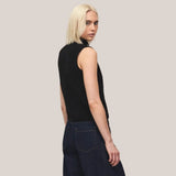 Ro&Zo Pearl Button Through Knit Top With Wool And Alpaca In Black