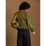 Ro&Zo Peplum Blouse in Khaki