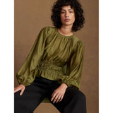 Ro&Zo Peplum Blouse in Khaki