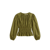 Ro&Zo Peplum Blouse in Khaki