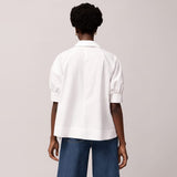 Ro&Zo Poplin Short Sleeve Shirt In White