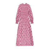 Ro&Zo Print Shirred Maxi Dress in Pink Check