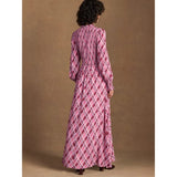 Ro&Zo Print Shirred Maxi Dress in Pink Check