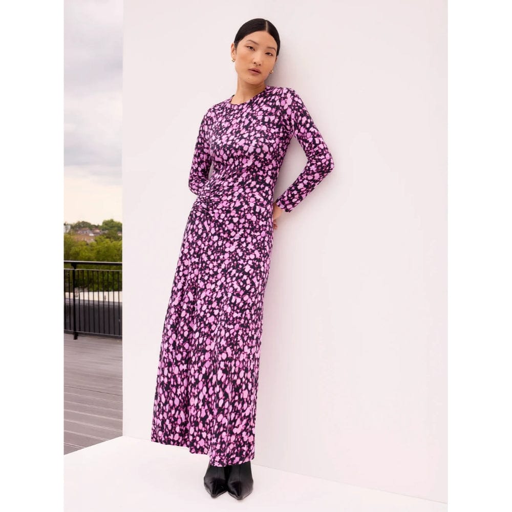 Ro&Zo Ruched Batik-print Midaxi Dress In Pink Ro&Zo Ruched Batik-print Midaxi Dress In Pink