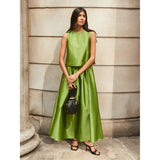 Ro&Zo Satin Shell Top In Green