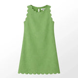 Ro&Zo Scallop Edge Mini Dress With Linen In Green