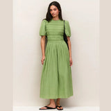 Ro&Zo Shirred Bodice Dress In Green