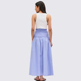 Ro&Zo Shirred-Waist Skirt In Blue Striped
