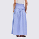 Ro&Zo Shirred-Waist Skirt In Blue Striped