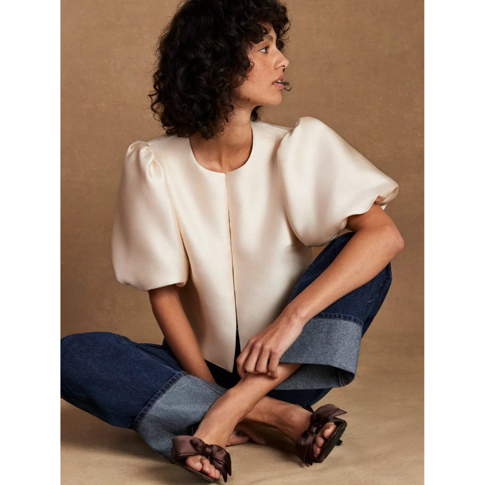トップス heve puff shell tops Ro&Zo Puff Sleeve Shell Top in Cream
