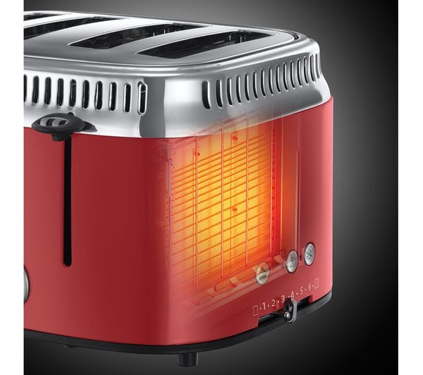 Russell Hobbs Retro Red 4SL 21690 4-Slice Toaster Red