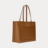 Lauren Ralph Lauren Crosshatch Leather Large Karly Tote In Tan