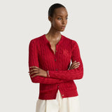 Lauren Ralph Lauren Cable-Knit Cotton-Blend Cardigan In Red