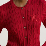 Lauren Ralph Lauren Cable-Knit Cotton-Blend Cardigan In Red