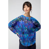 Sahara Abstract Feather Jersey Top in Multi Blue