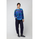 Sahara Abstract Feather Jersey Top in Multi Blue