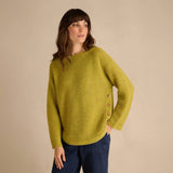 Sahara Avocado Ribbed Wool Blend Button Jumper