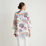 Sahara Botanical Linen Flare Shirt in White Multi