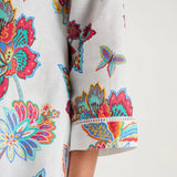 Sahara Botanical Linen Flare Shirt in White Multi