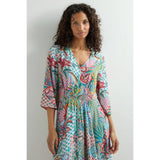 Sahara Botanical Patchwork Flared Dress In Multi