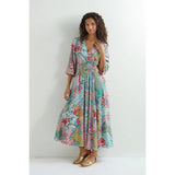 Sahara Botanical Patchwork Flared Dress In Multi