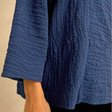 Sahara Cobalt Wave Textured Crinkle Cowl Neck Top