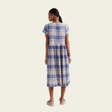 Sahara Crinkle Check Jacquard Dress In Navy Night