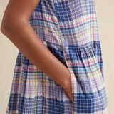 Sahara Crinkle Check Jacquard Dress In Navy Night