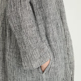 Sahara Crinkle Double Face Linen Shirt Dress in Black/White