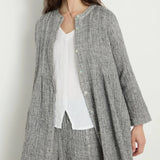Sahara Crinkle Double Face Linen Shirt Dress in Black/White