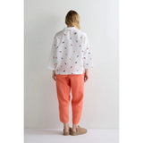 Sahara Embroidered Leaf Boxy Shirt In White