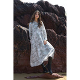 Sahara Etched Check Print Shirt Dress in Ivory/Black