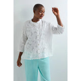 Sahara Etched Floral Viscose Shirt In White
