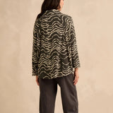 Sahara Etched Wave Zip Boxy Jacket Black