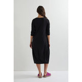 Sahara Fluid Crepe V Neck Bubble Dress In Black