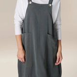 Sahara Fluid Twill Pinafore Dress In Smoke