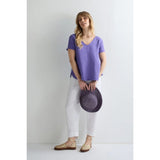 Sahara Garment Dyed Linen Button Back Top In Dahlia