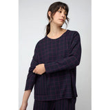 Sahara Graphic Check & Stripe Boxy Top in Plum