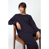 Sahara Graphic Check & Stripe Boxy Top in Plum