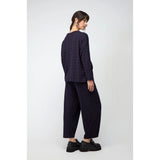 Sahara Graphic Check & Stripe Boxy Top in Plum