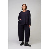Sahara Graphic Check & Stripe Boxy Top in Plum