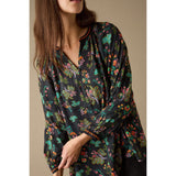 Sahara Hand Drawn Floral Boxy Shirt in Black Multi