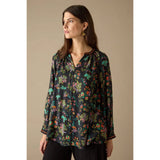 Sahara Hand Drawn Floral Boxy Shirt in Black Multi