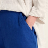 Sahara Linen Tulip Hem Bubble Trousers In Cerulean