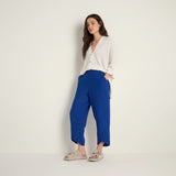 Sahara Linen Tulip Hem Bubble Trousers In Cerulean